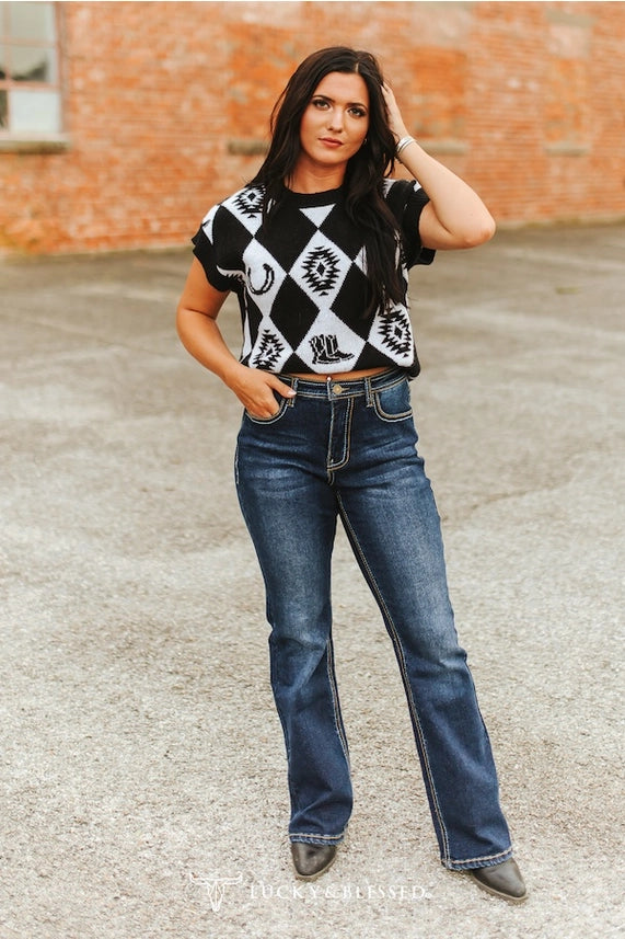 L&B Dark Wash Pocket Detail Mid Rise Trouser Jeans (32in)