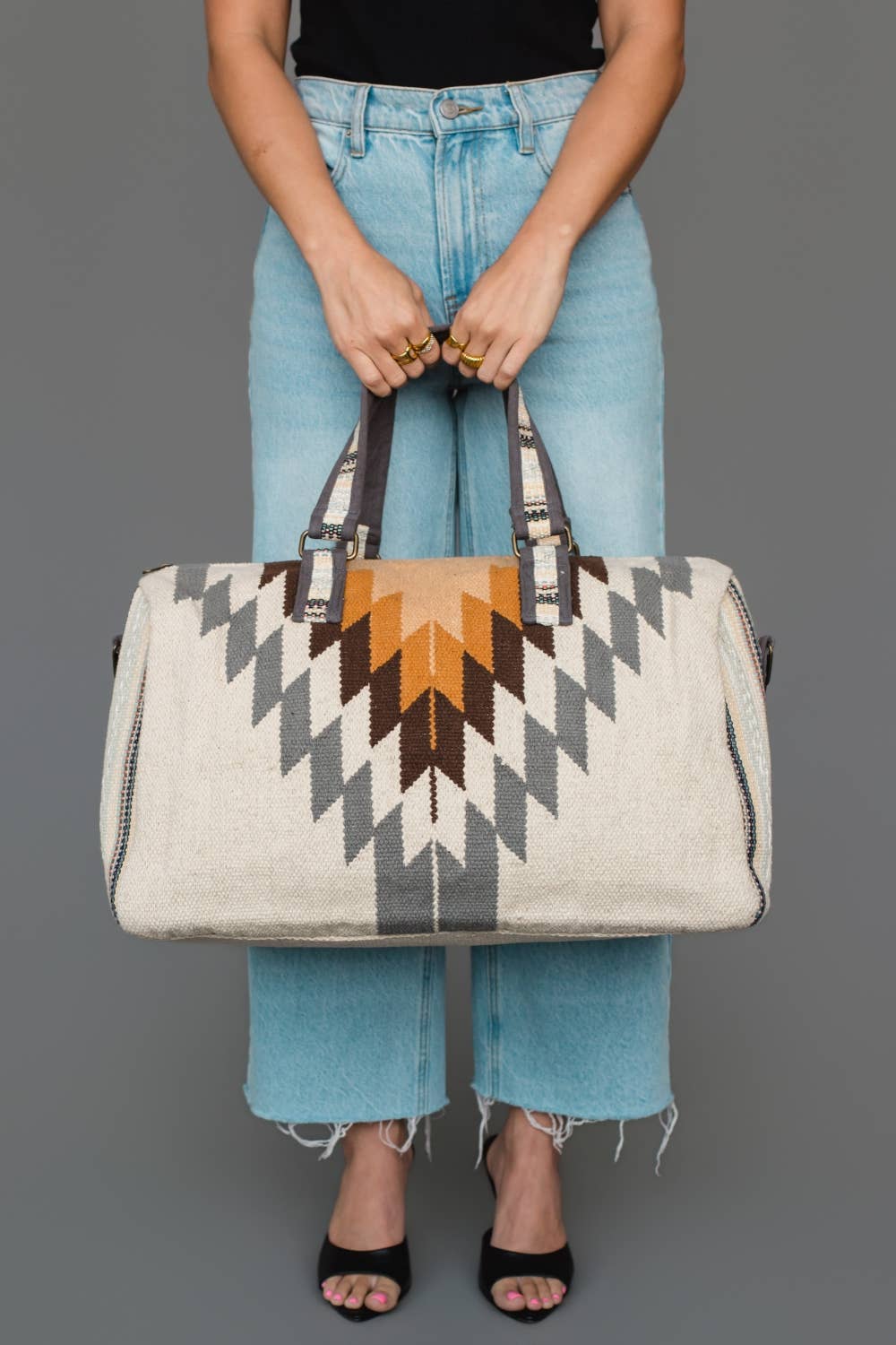 White, Gray & Camel Western Duffel