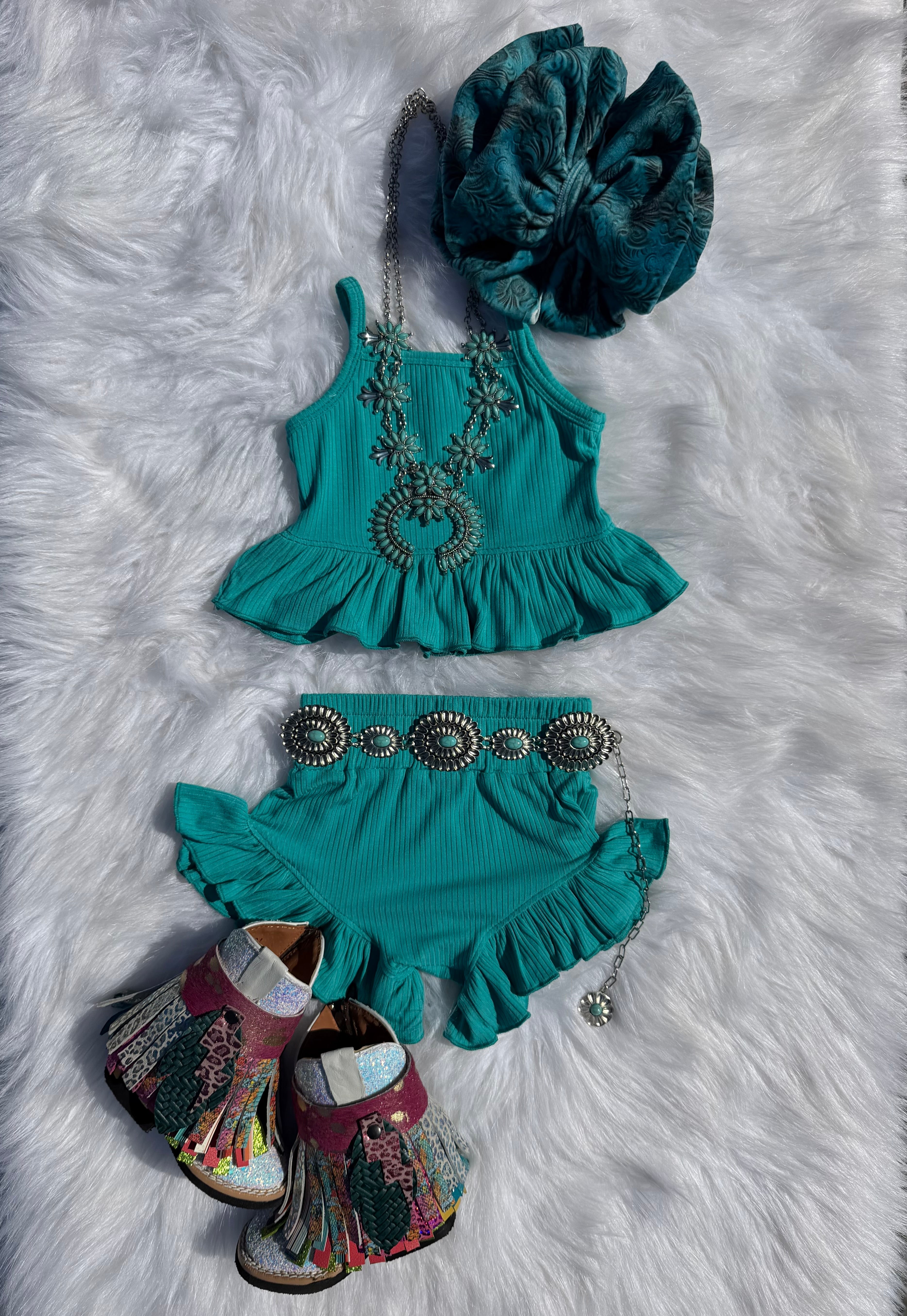 The Teal Ruffle Set