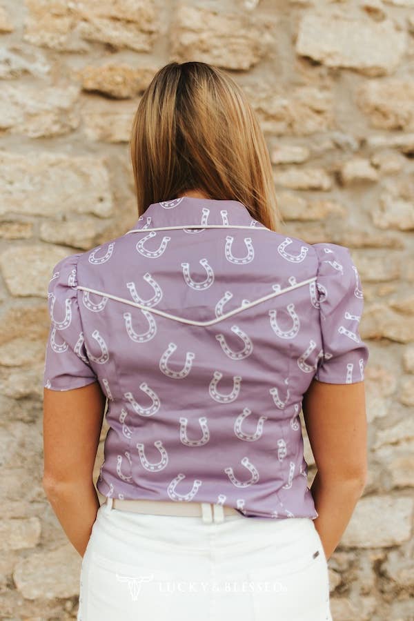 The Lucky Charm Puff Sleeve Pearl Snap Top