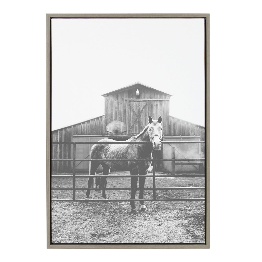 Sylvie Modern Farmhouse Horse Black and White Framed Canvas by Patricia Hasz