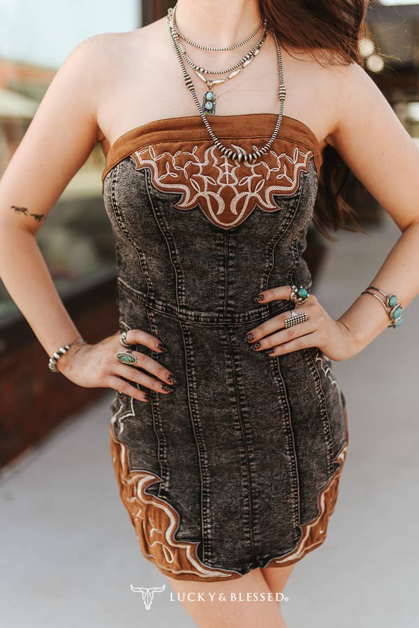 The Blair Black Wash Stretch Denim Dress