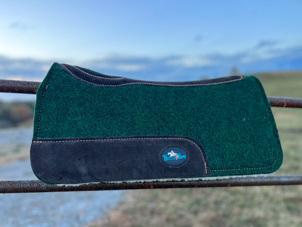 Hustle and Home Forrest Green Luxe Pony Contoured Felt Top/Fleece Lined Saddle Pad
