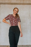 Wine Old West Scrub Scrub Top | Spurrin’ Scrubs