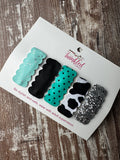 Handmade Hair Clip Set - Turquoise & Cow