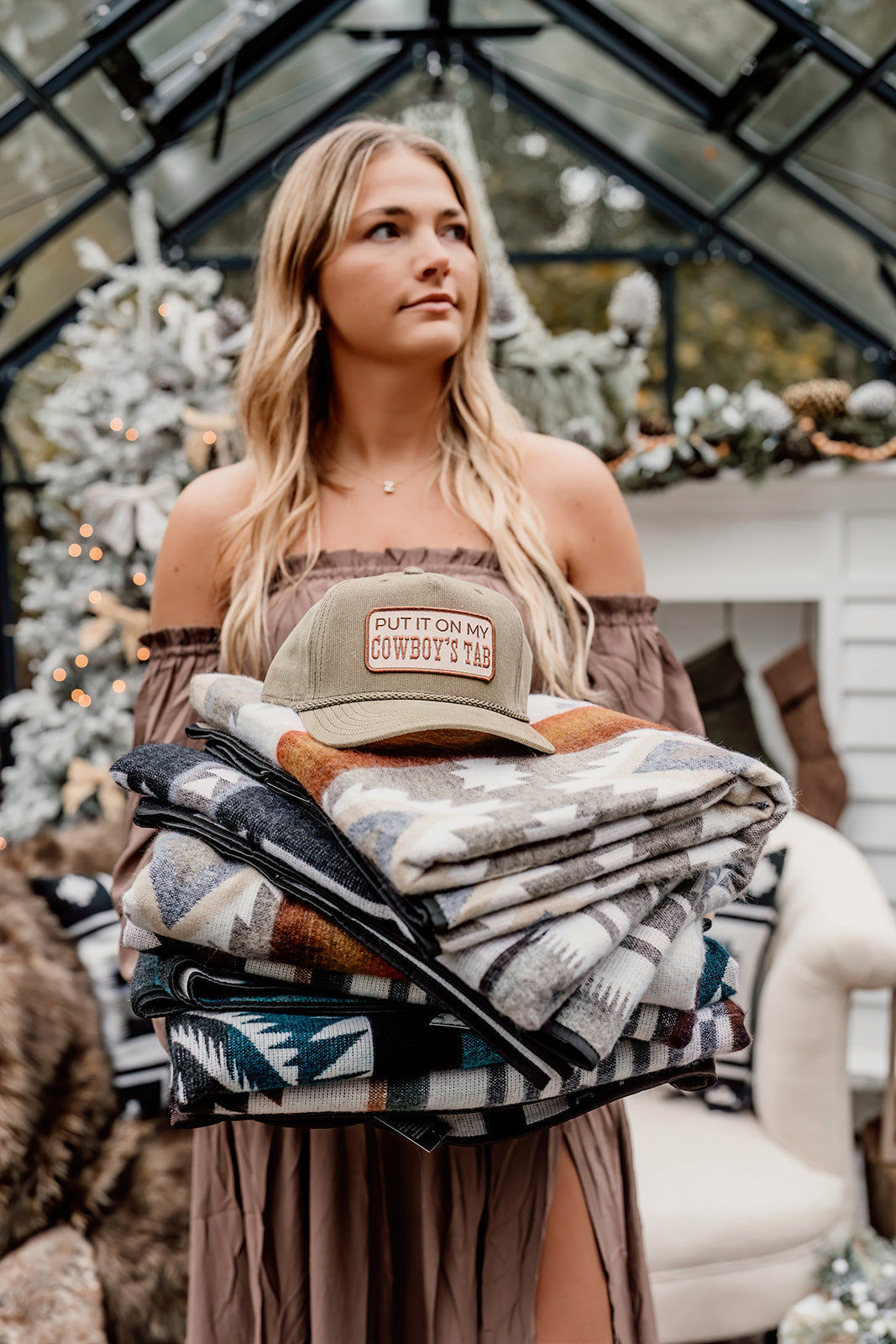 PUT IT ON MY COWBOY'S TAB Embroidered Patch Corduroy Hat