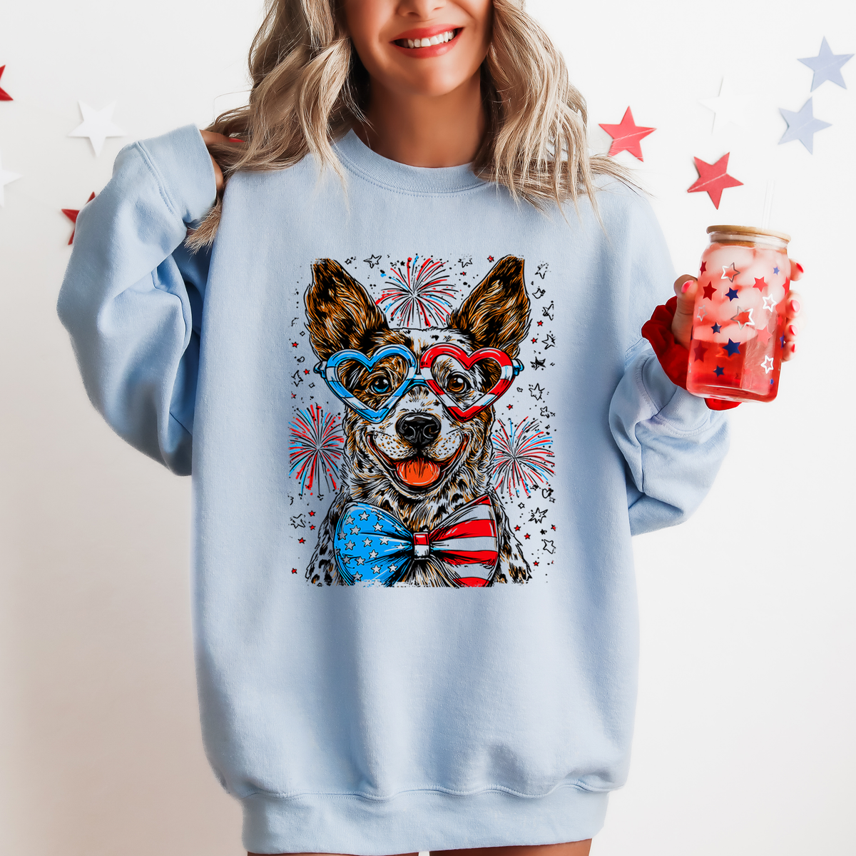 Australian Cattle Dog Patriotic USA America Pet Lover 4th Of July Retro Sweatshirt