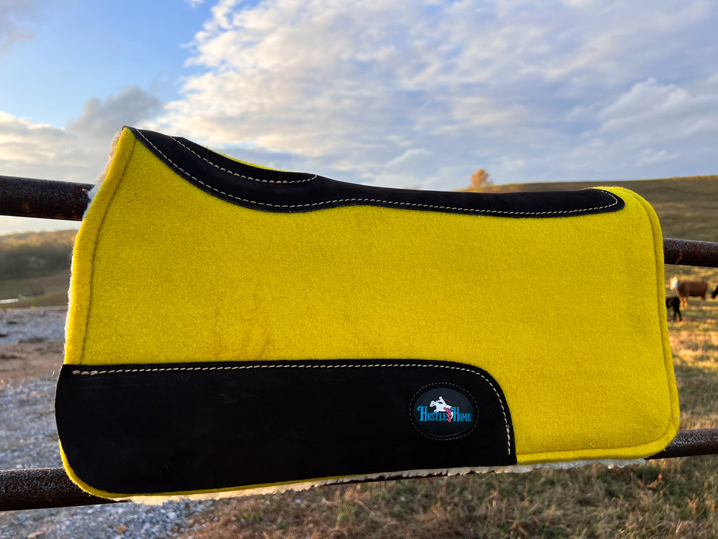Hustle and Home Yellow Luxe Pony Contoured Felt Top/Fleece Lined Saddle Pad
