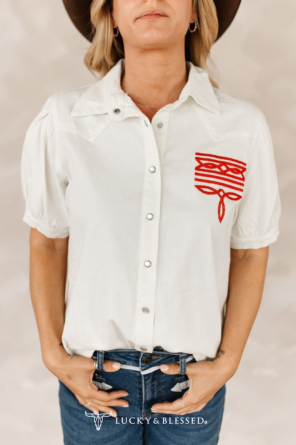 The Thelma Cowgirl Sketch Top