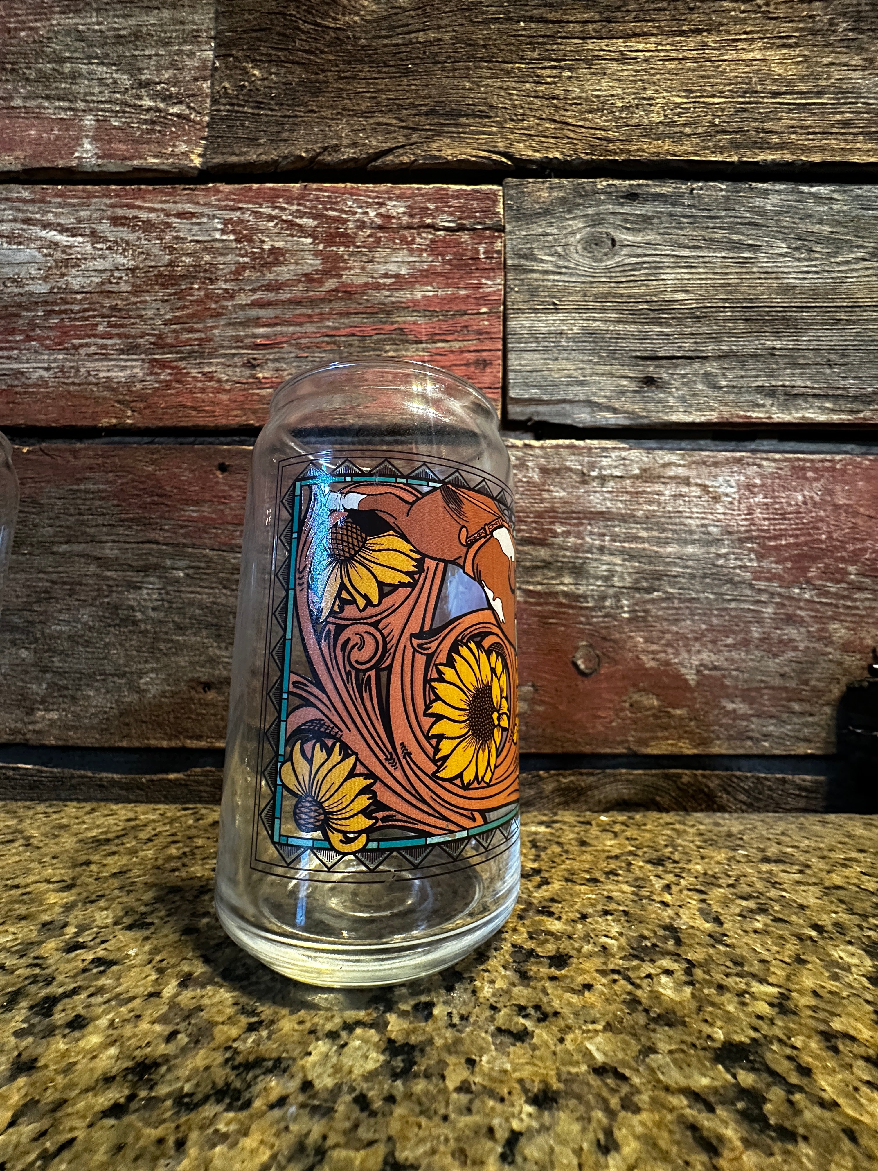 Glass Can Cup - Bareback Horse