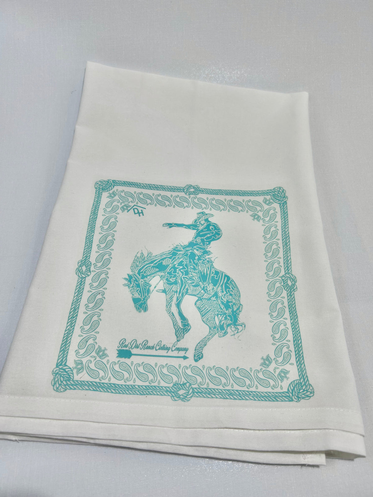 Bandana Bronc Dish Towel Turquoise