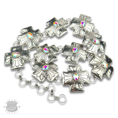 The Saratoga Western Rhinestone Cross Concho Belt