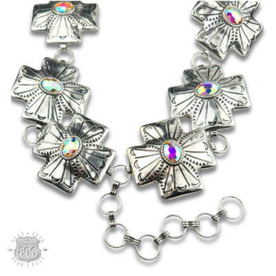 The Saratoga Western Rhinestone Cross Concho Belt