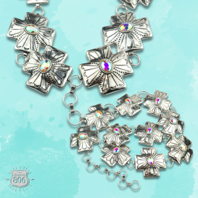 The Saratoga Western Rhinestone Cross Concho Belt