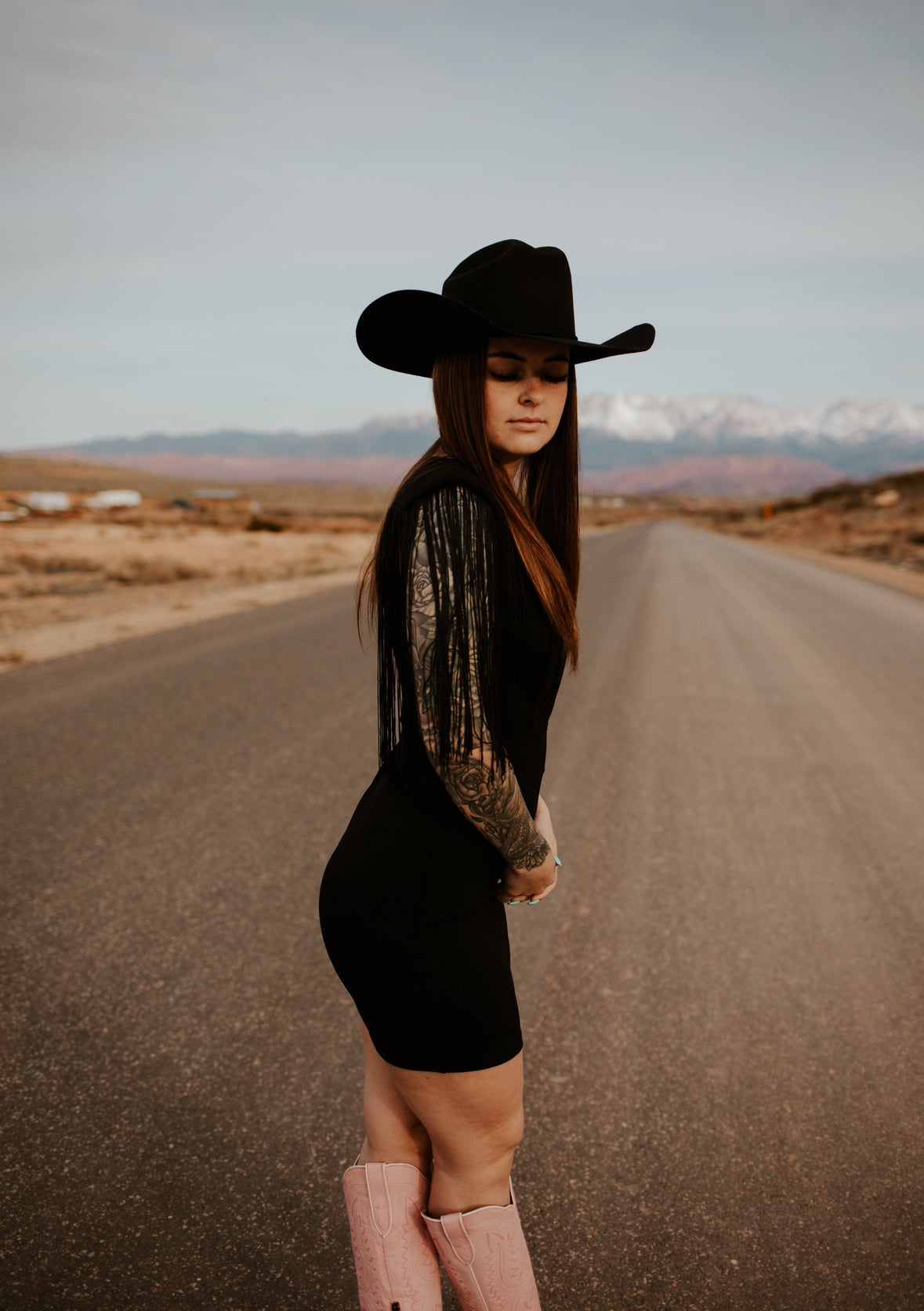 The Dallas Fringe Deep Neck Mini Dress