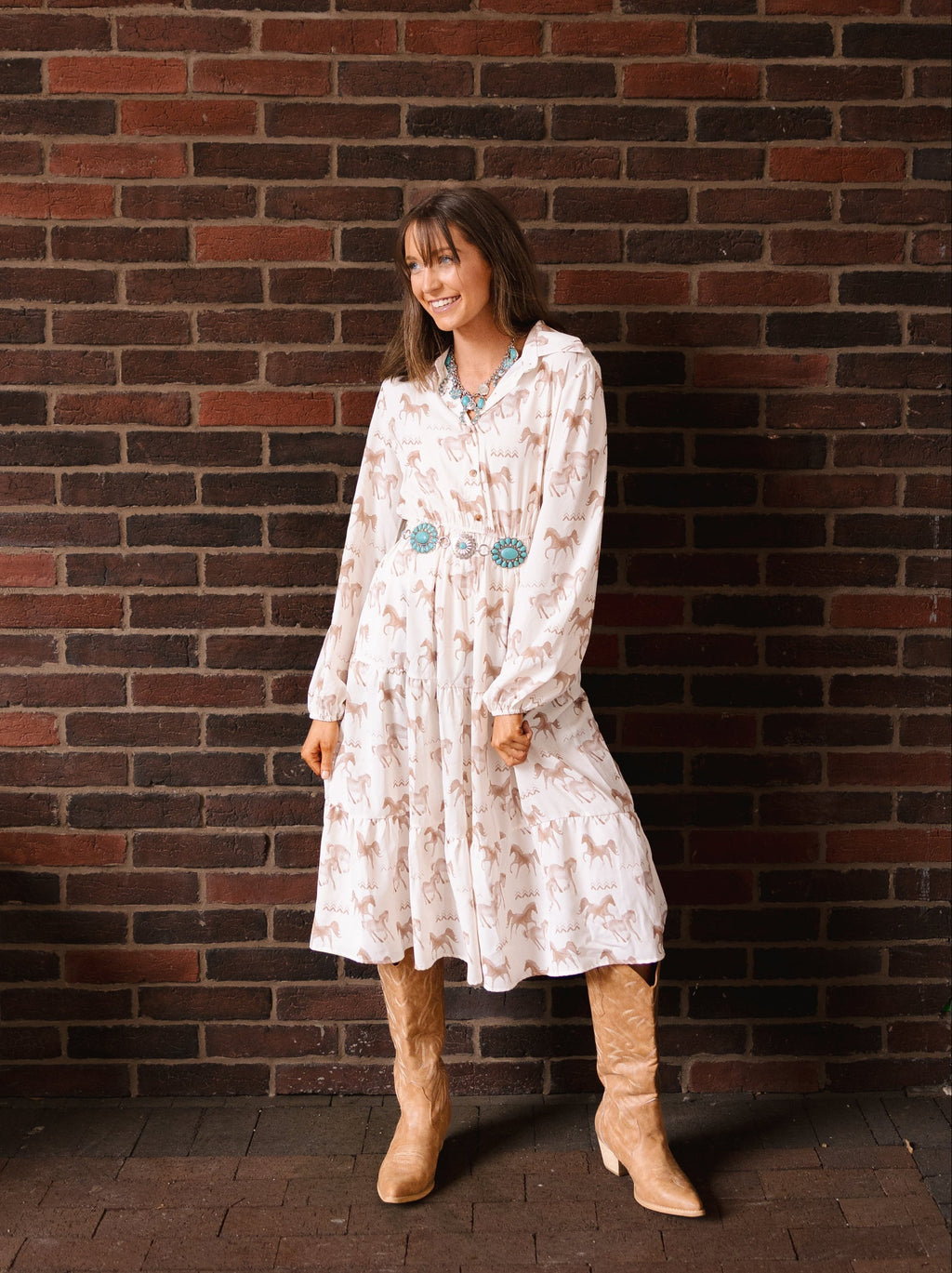 The Agnes Horse Print Shirt Dress