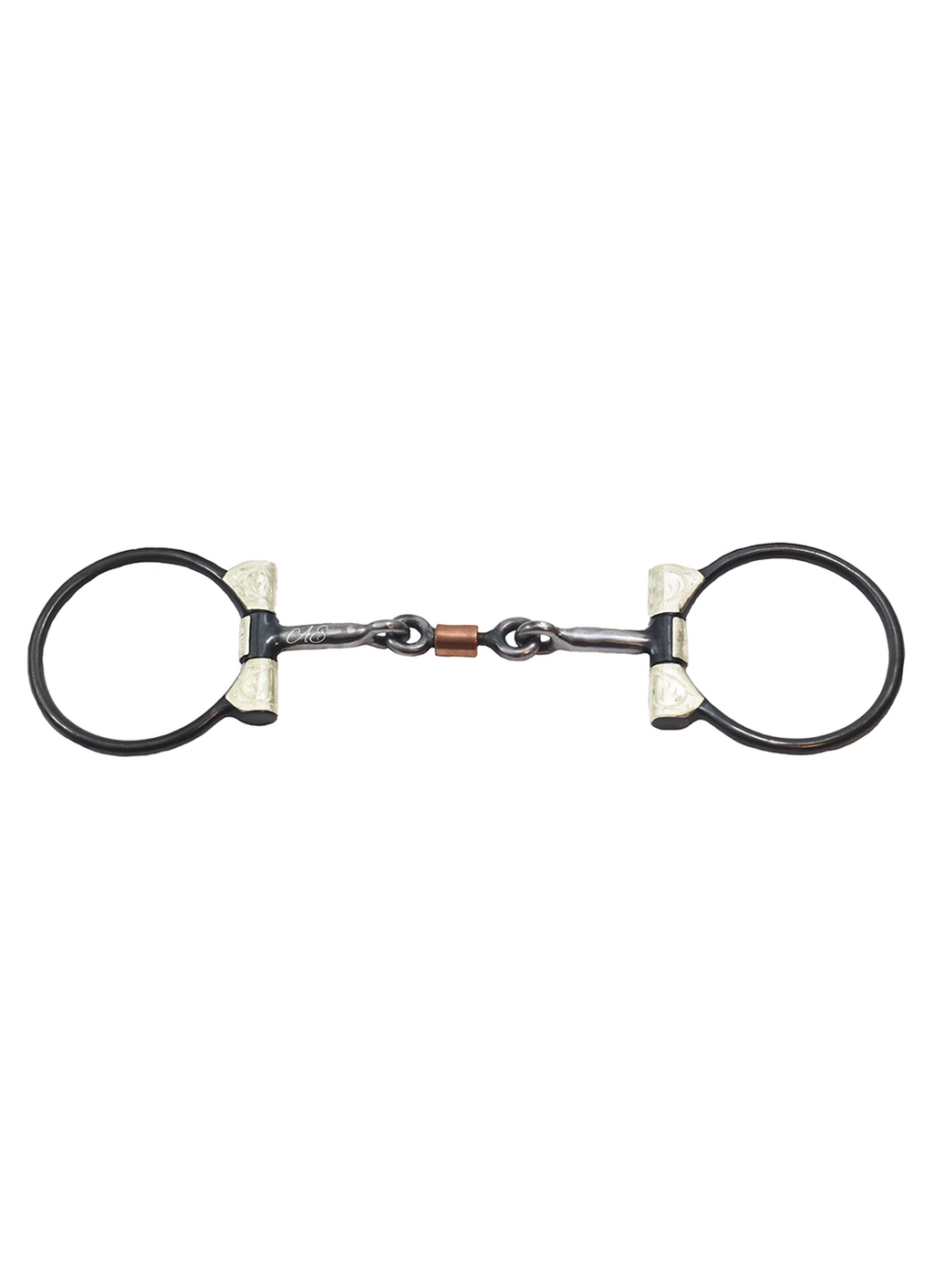 Andrea Equine "California" Dogbone Roller Sweet Iron Dee Snaffle Bit w/Copper Inlay