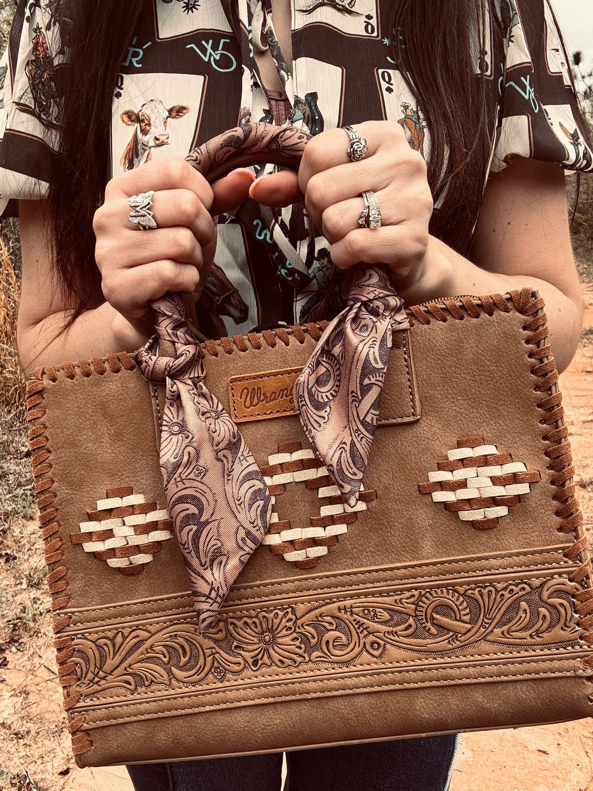 Wrangler Whipstitch Aztec Satchel/Crossbody - Multiple Colors!!