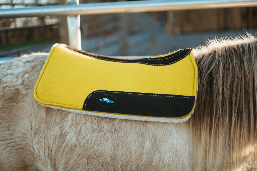 Hustle and Home Yellow Luxe Pony Contoured Felt Top/Fleece Lined Saddle Pad