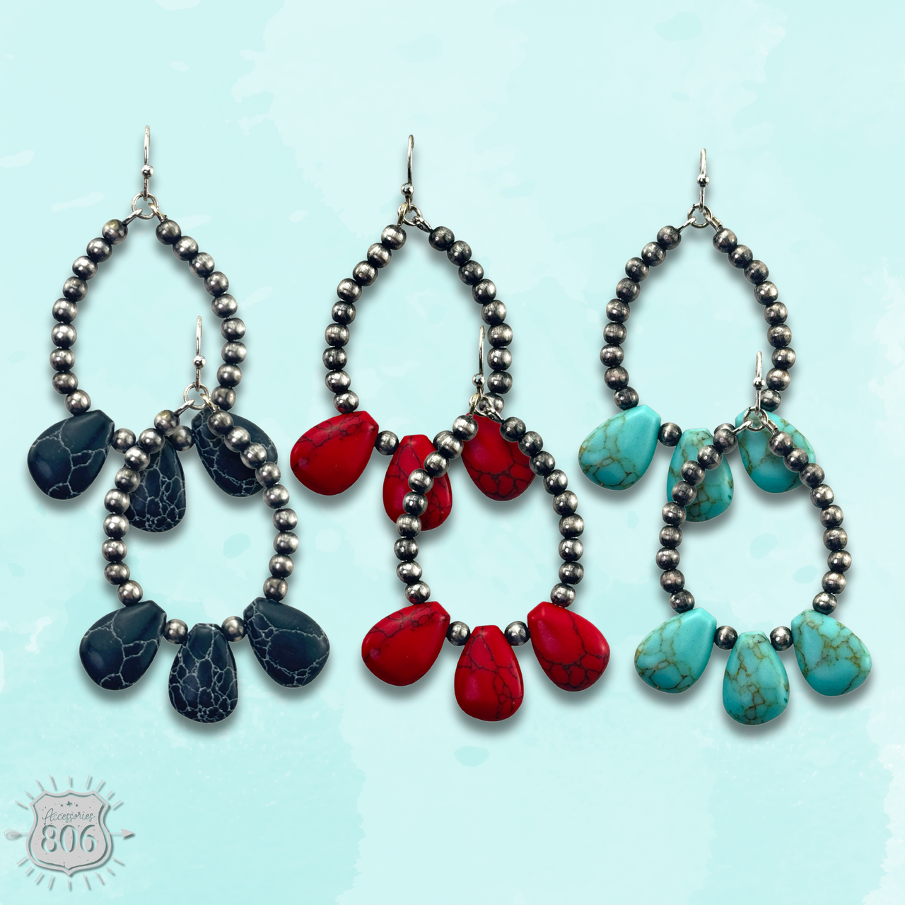 The San Antonio Bead & Stone Earrings - Choose Your Color!