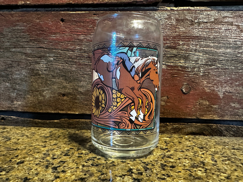 Glass Can Cup - Bareback Horse
