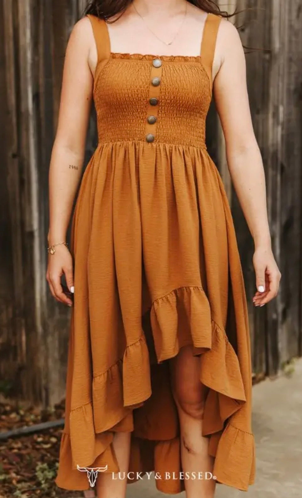 The Dusty Trail Smocked Midi Dress