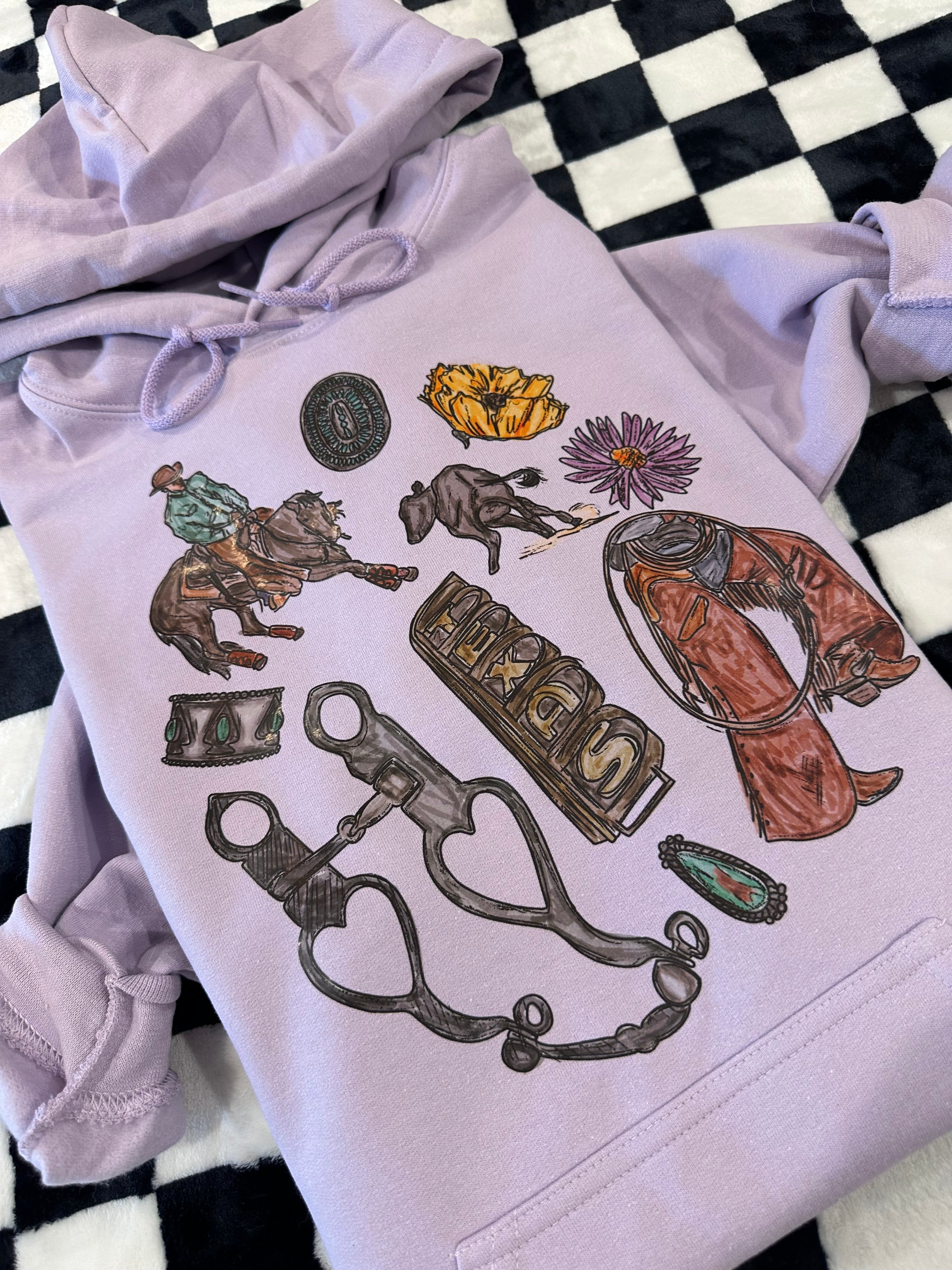 The Cowboy Texas Collage Hoodie - Purple