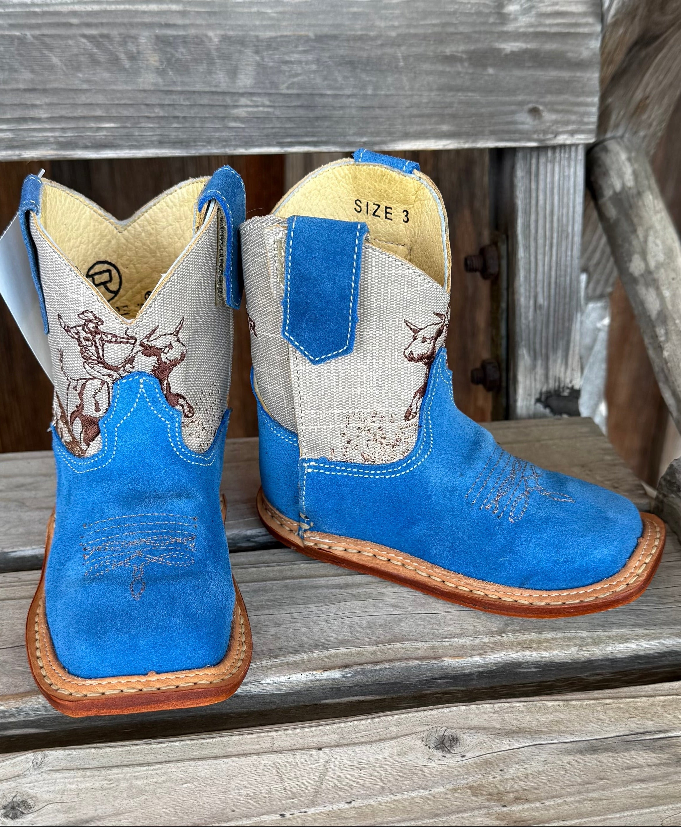 Roper | Toddler Blue Suede Bull Rider Boots