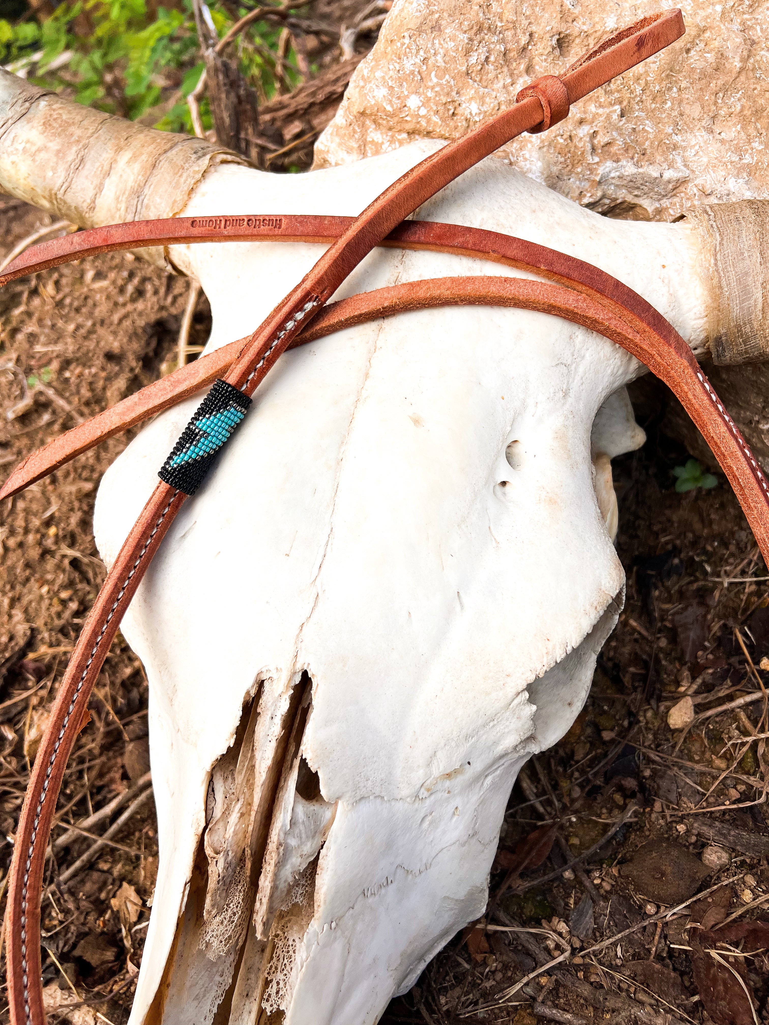 Hustle and Home Turquoise Bolt *Mini* Beaded Whip