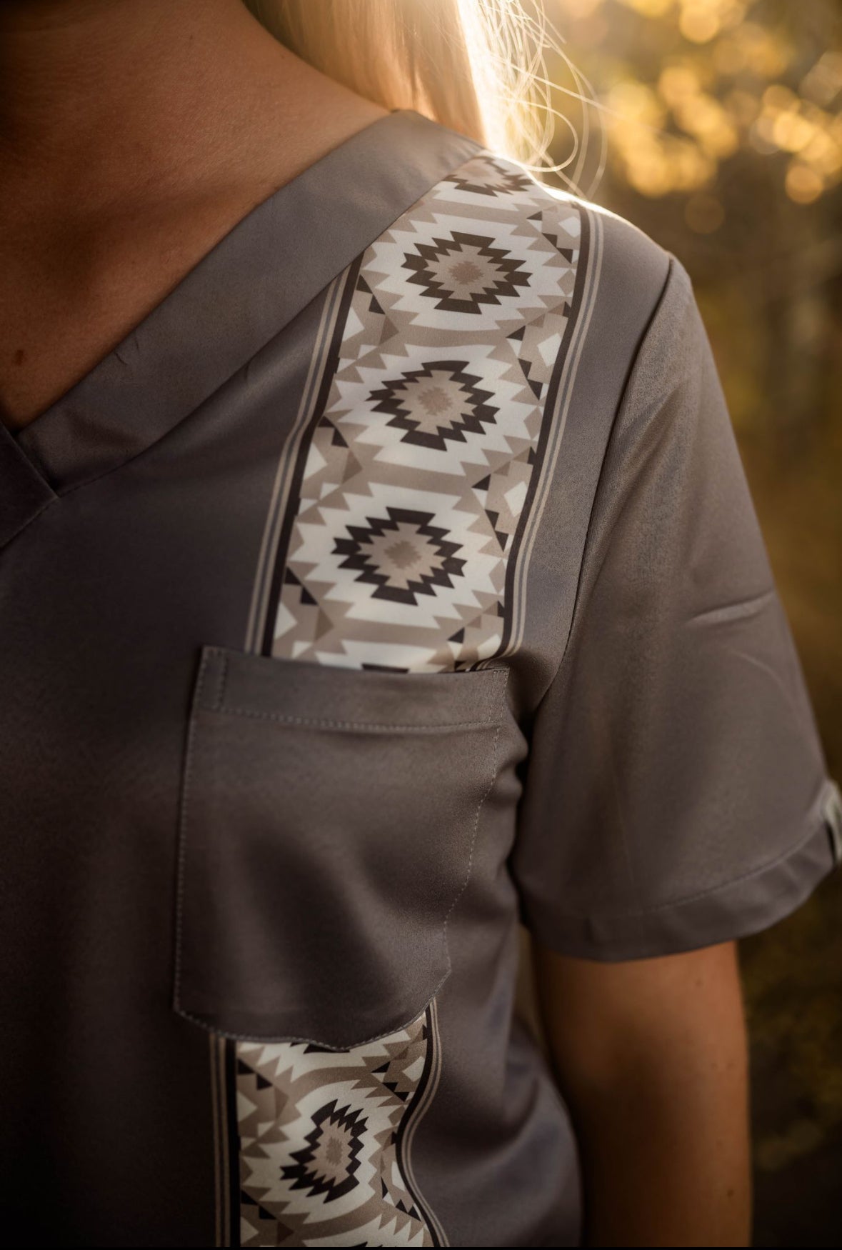 Grey Cowboy Scrub Top | Spurrin’ Scrubs