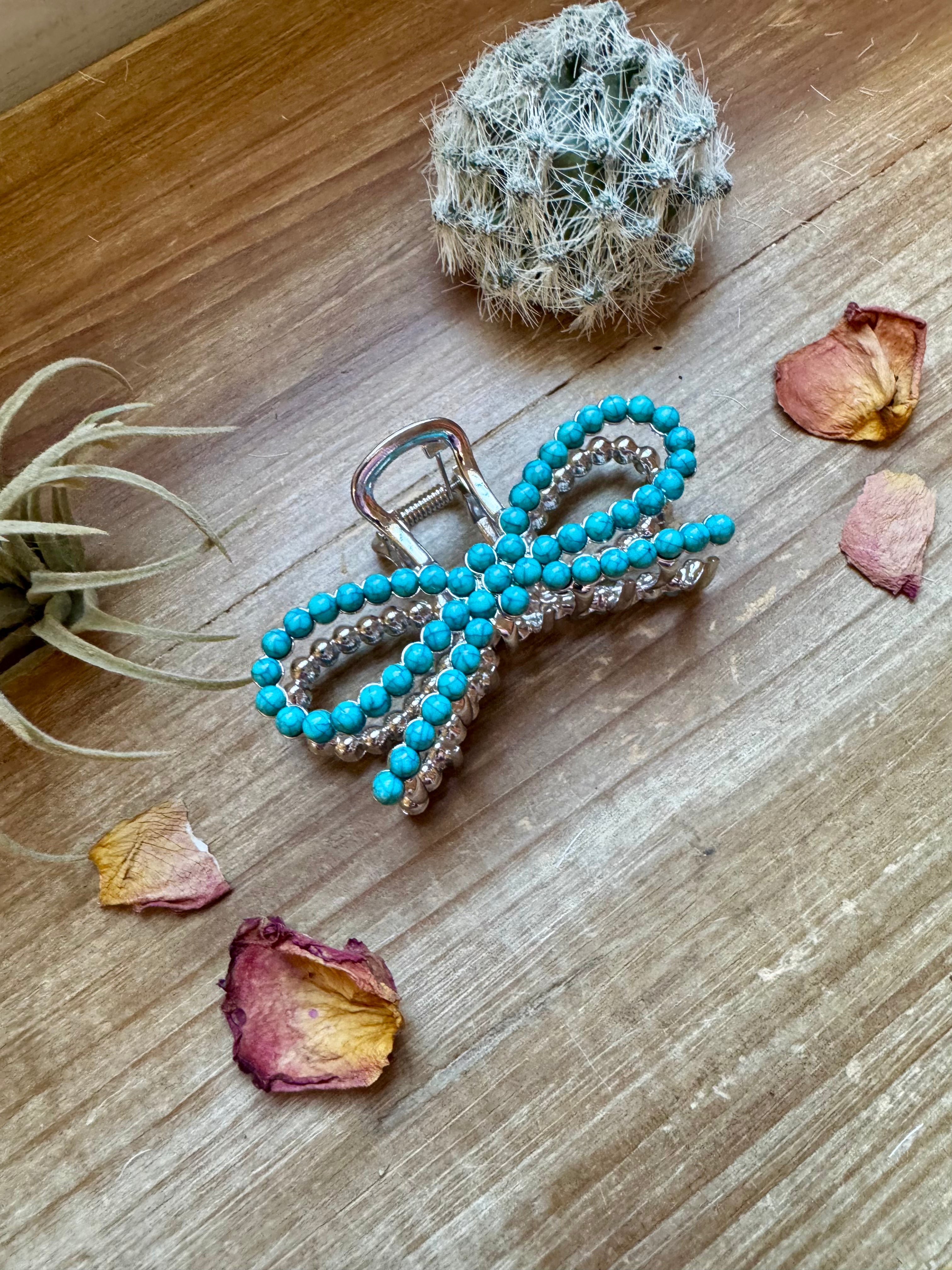 Turquoise Magnesite Bead Hair Clip