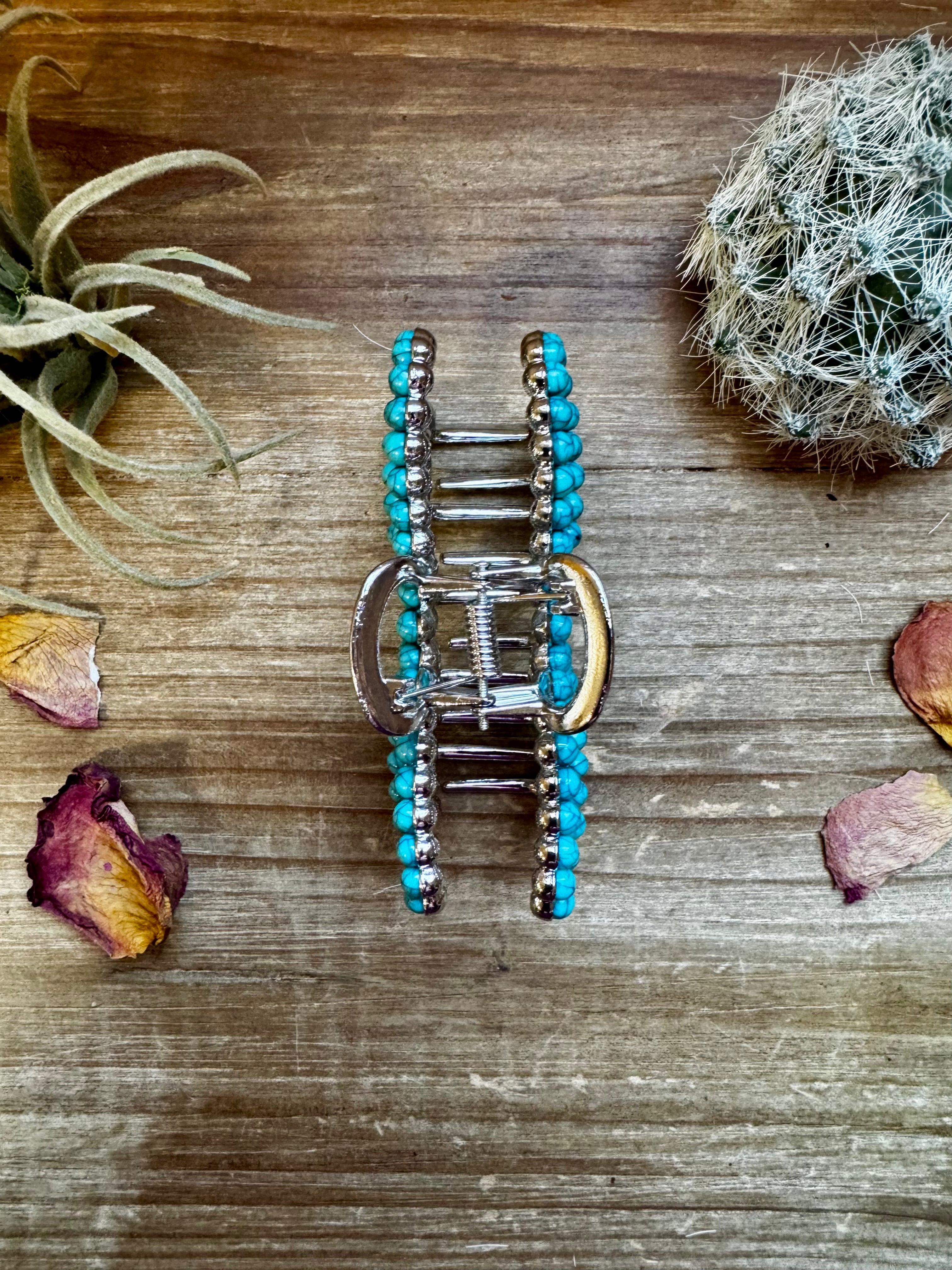 Turquoise Magnesite Bead Hair Clip
