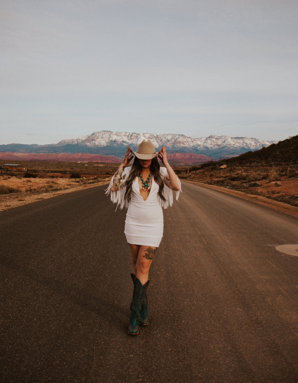 The Dallas Fringe Deep Neck Mini Dress