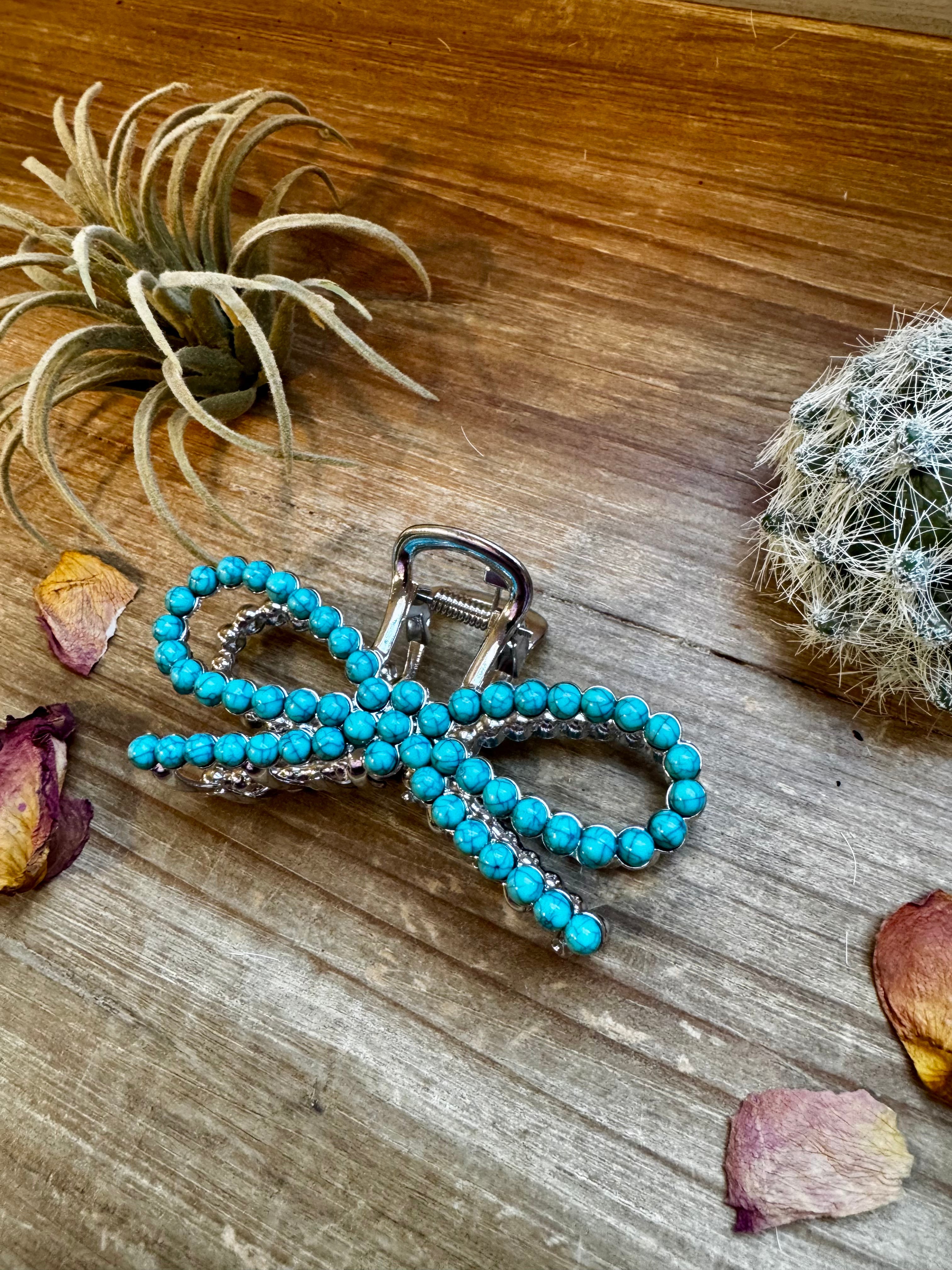 Turquoise Magnesite Bead Hair Clip