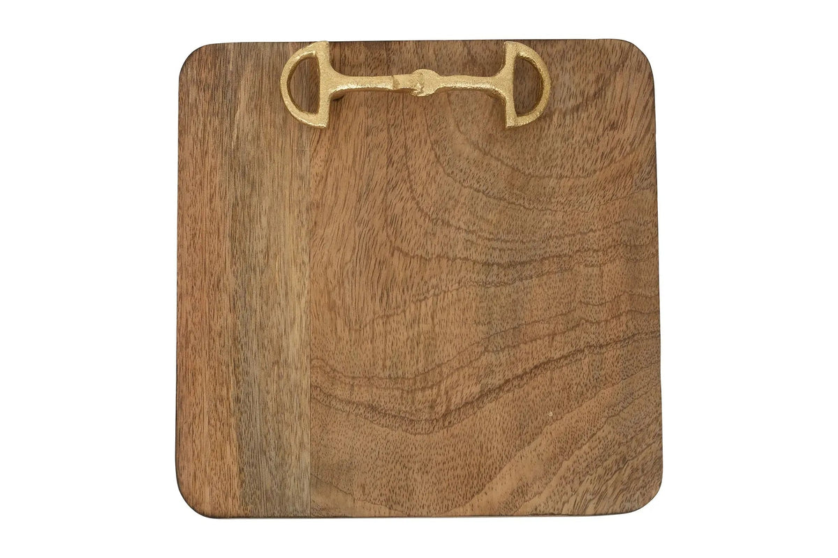 Huntley Equestrian Wooden Square Tray with Gold Bit