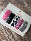 Handmade Hair Clip Set - Pink & Cow