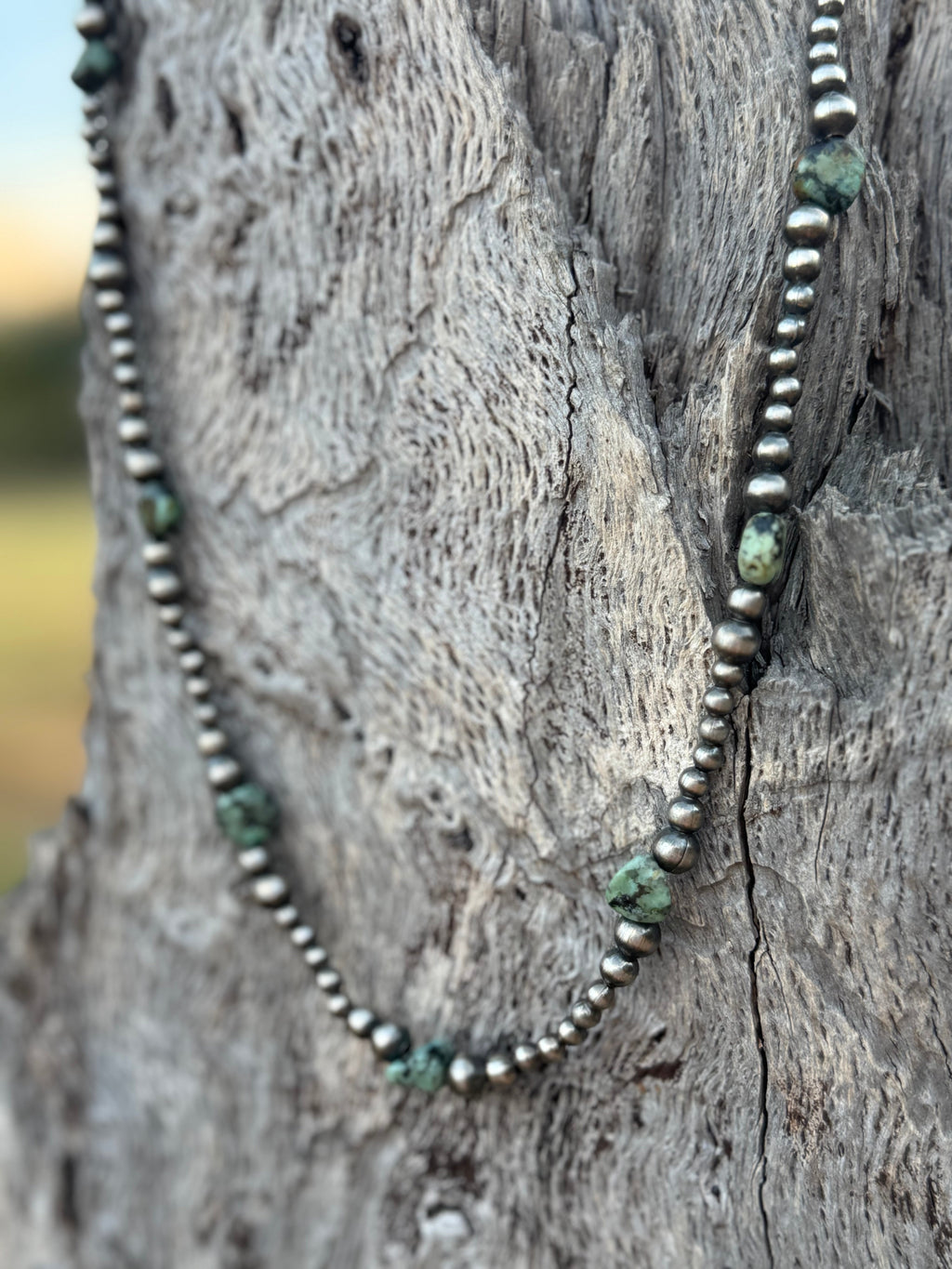 The Kimi Sterling Silver Turquoise Flat Bead Necklace