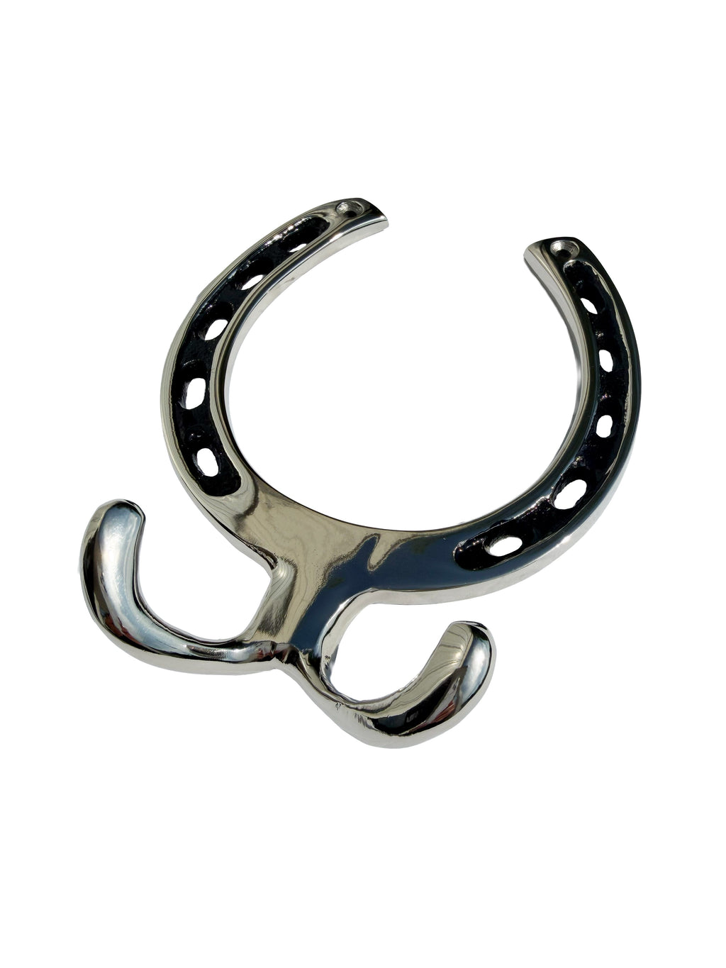 Huntley Equestrian Silver Horseshoe Wall Hook Rack-2 Hook Equestrian Home and Barn Decor