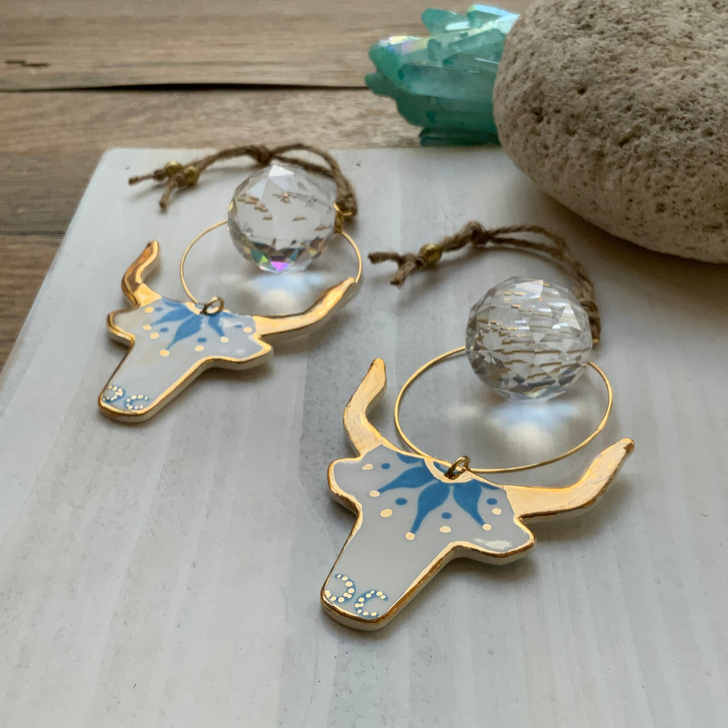 The Celestial Ceramic Longhorn Sun Catcher Ornament