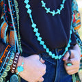 **Long Turquoise Beaded Cross Necklace 258L*