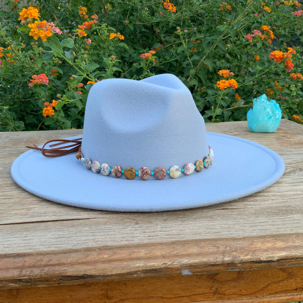 The Crazy Lace Agate Hatband, Gemstone Hat Band