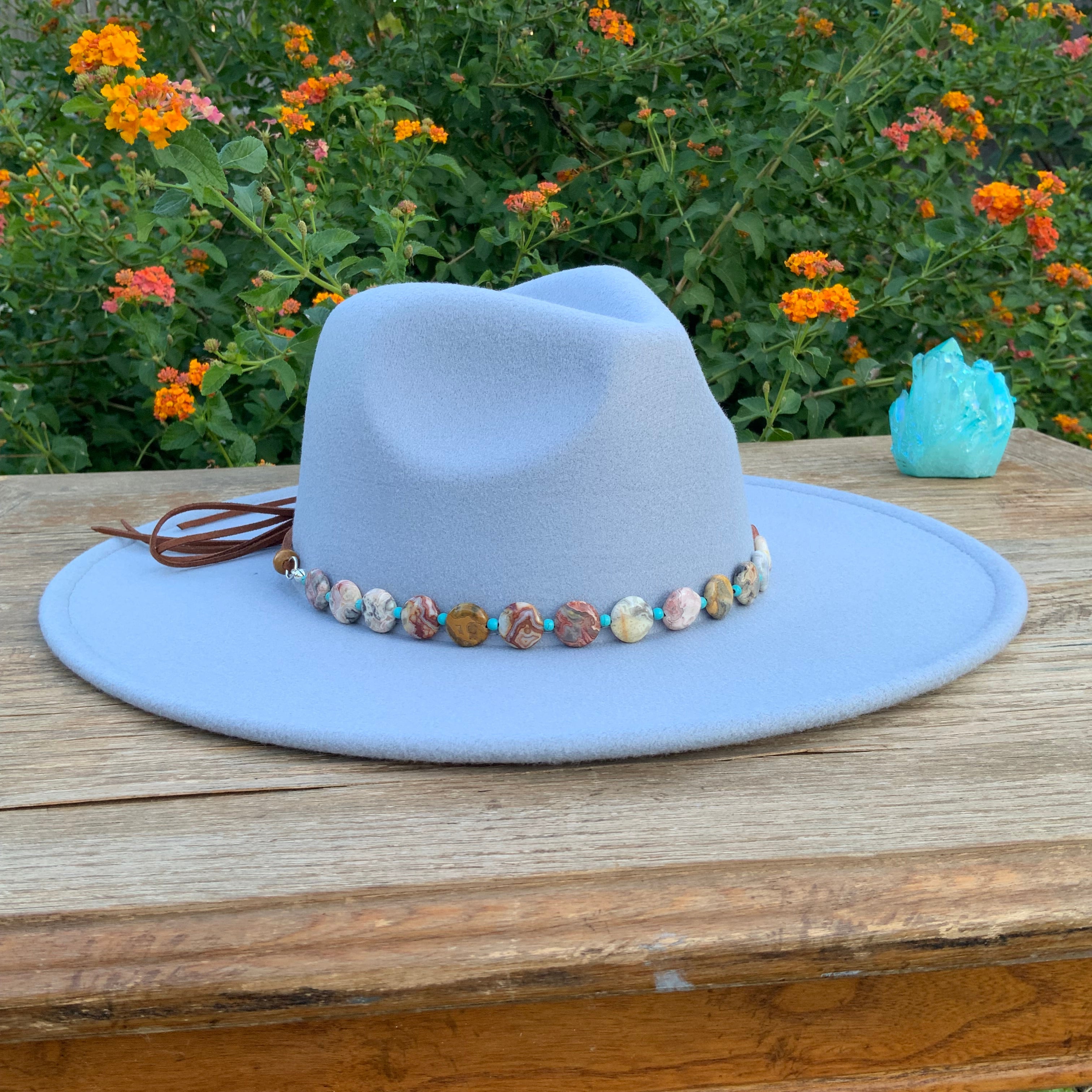 The Crazy Lace Agate Hatband, Gemstone Hat Band