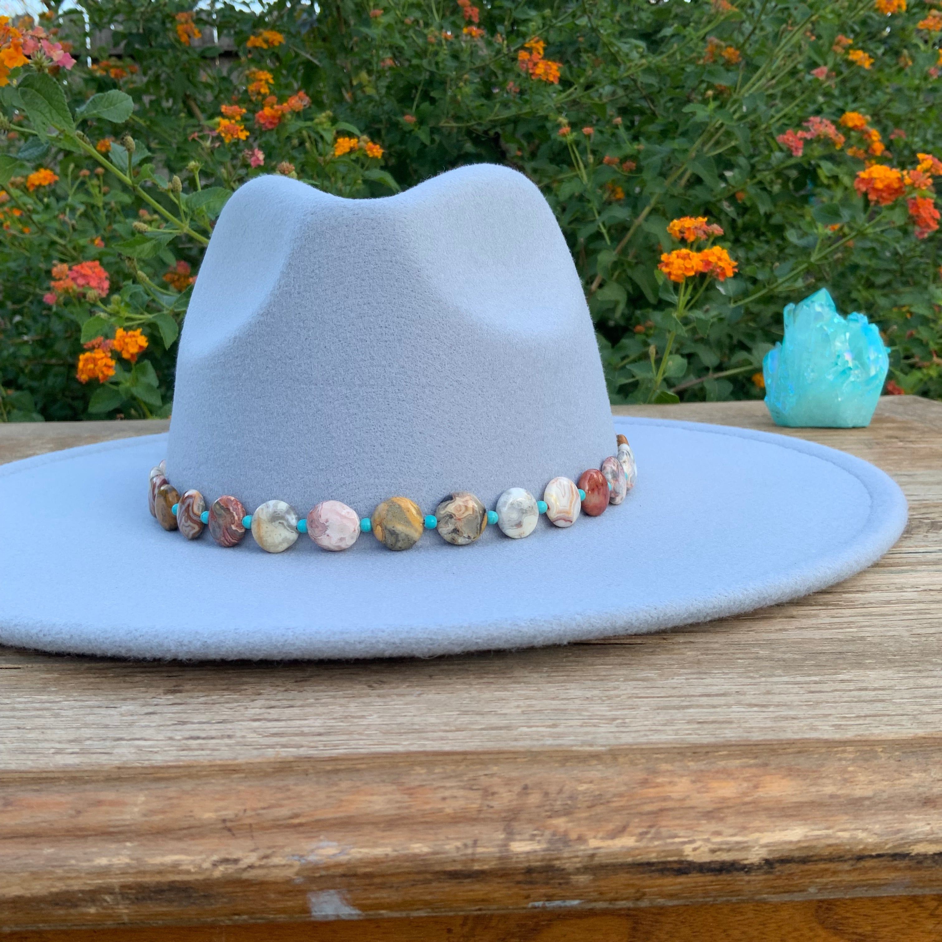 The Crazy Lace Agate Hatband, Gemstone Hat Band