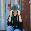Long Boho Turquoise Beaded Necklace  248c*