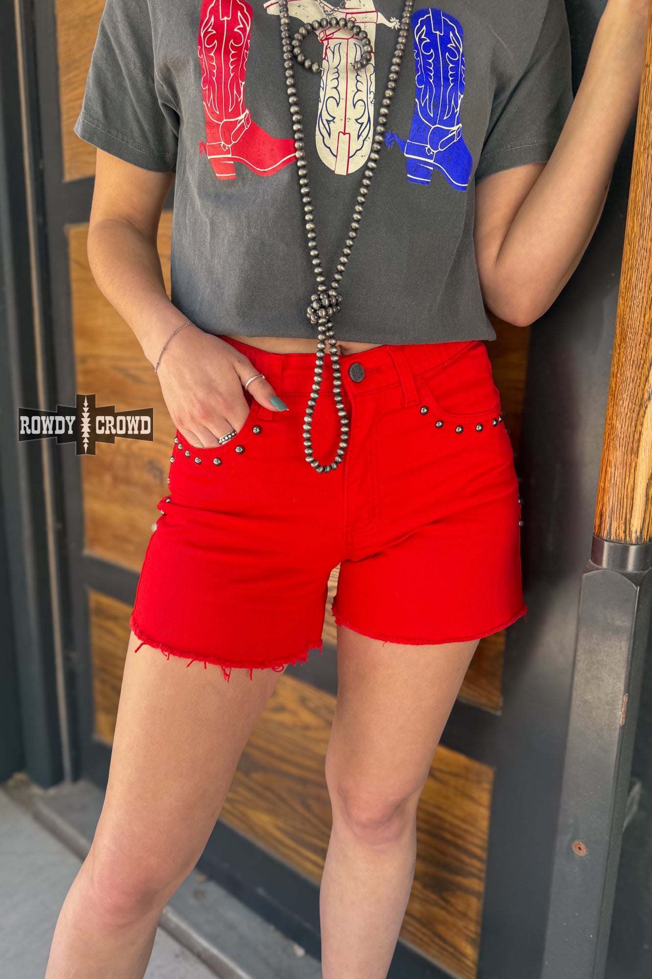 The Shenandoah Stud Shorts - Red