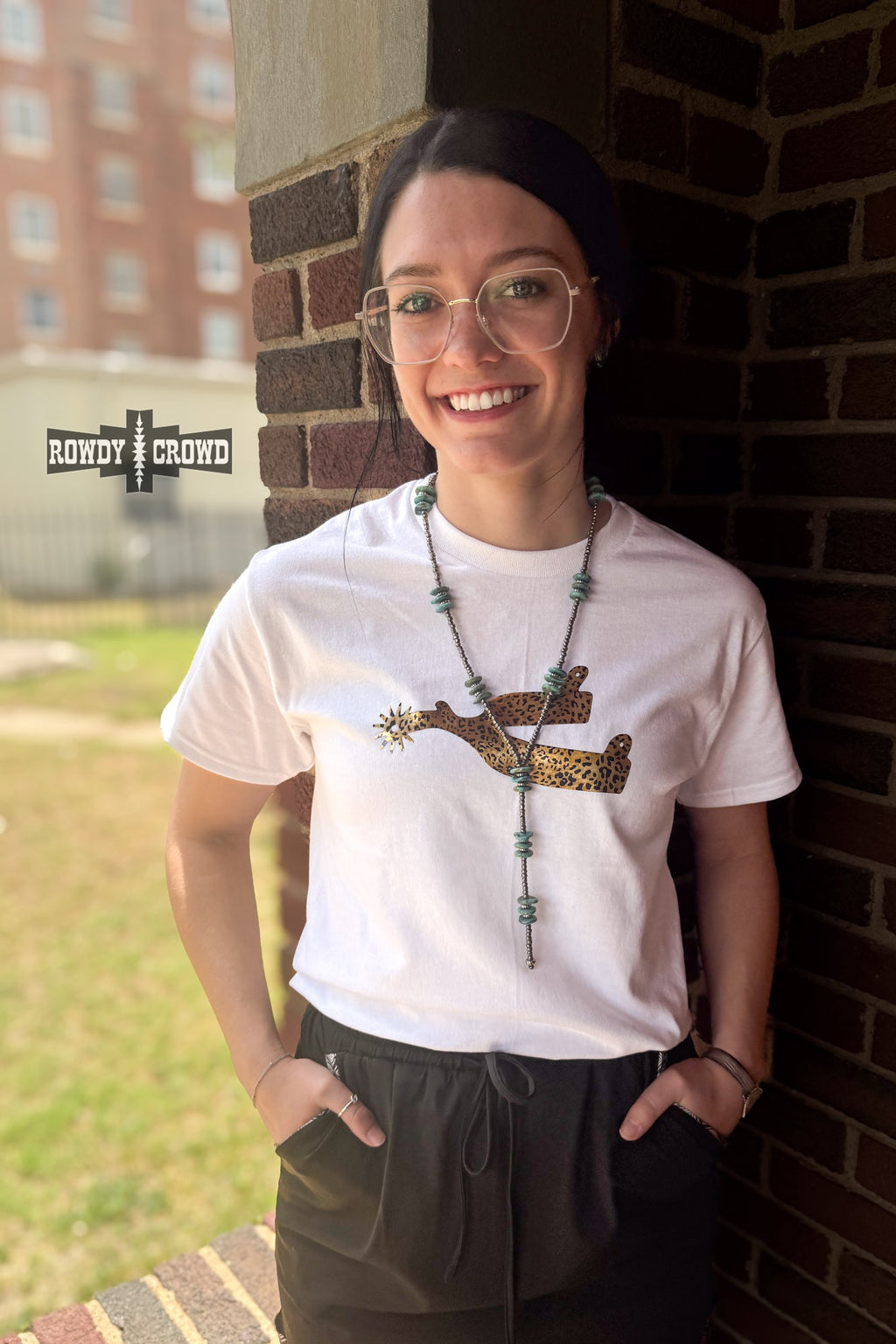 The Leopard Spur Tee - White