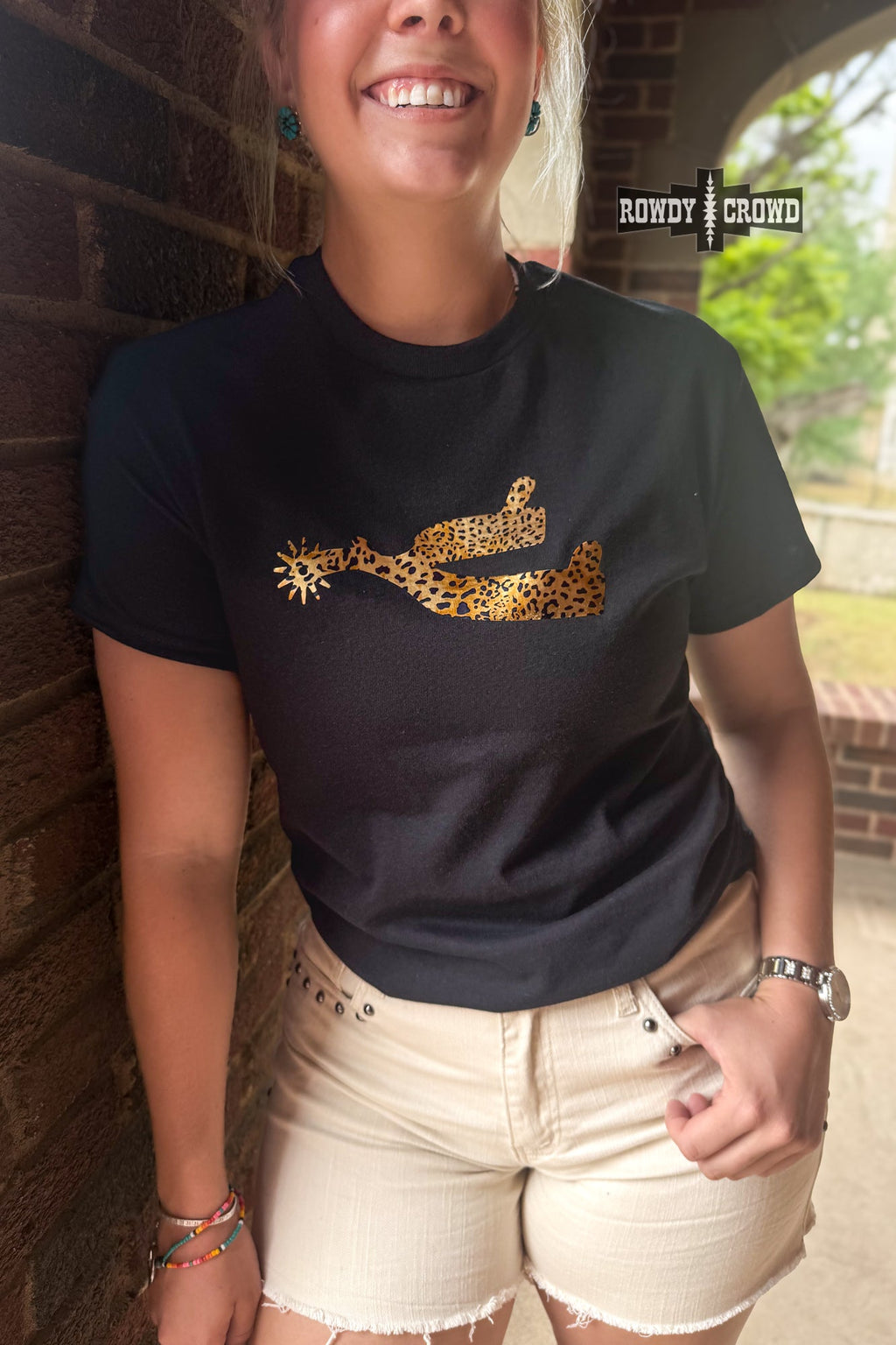 The Leopard Spur Tee - BLACK
