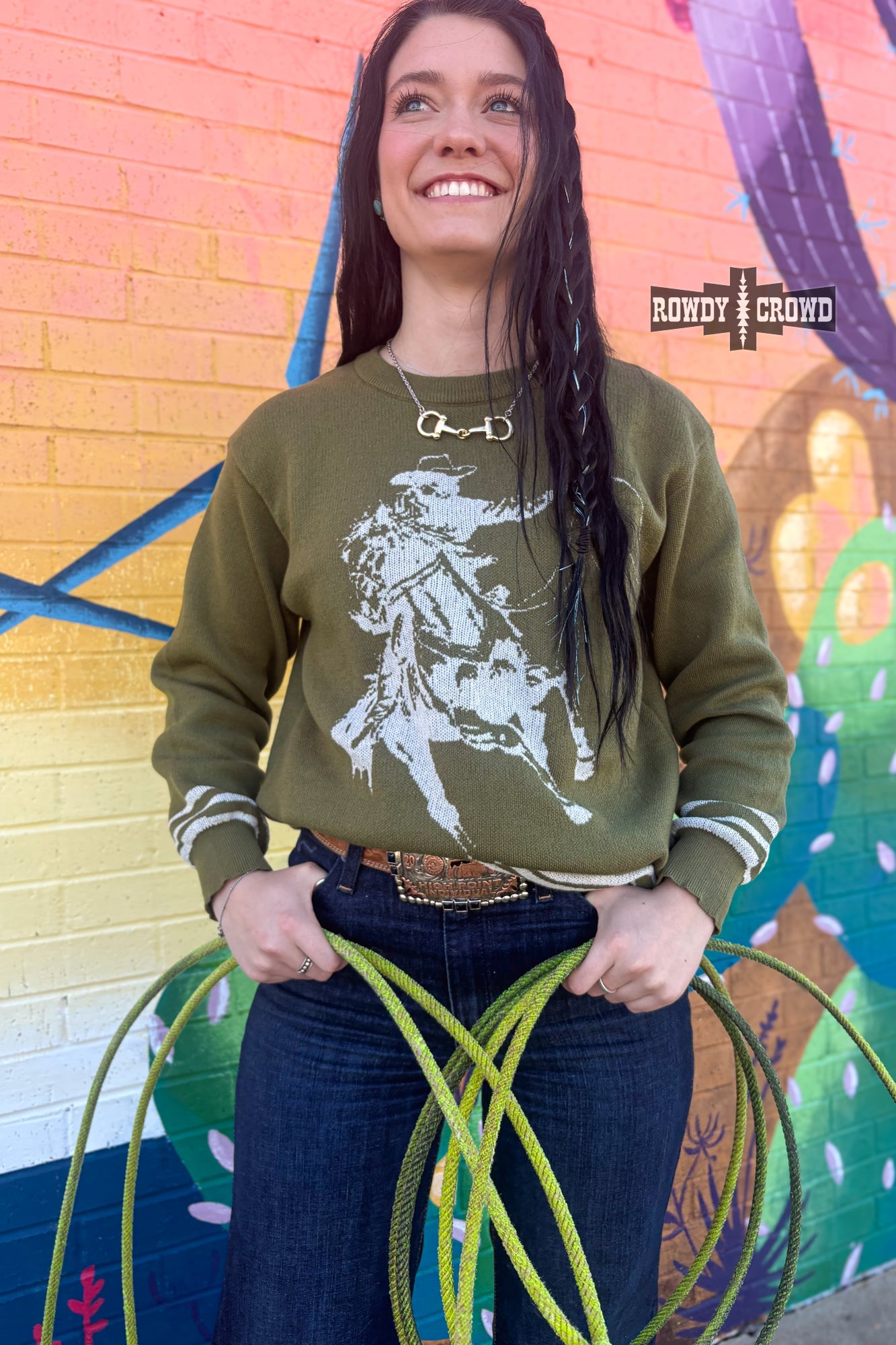 Wild & Western Olive Sweater