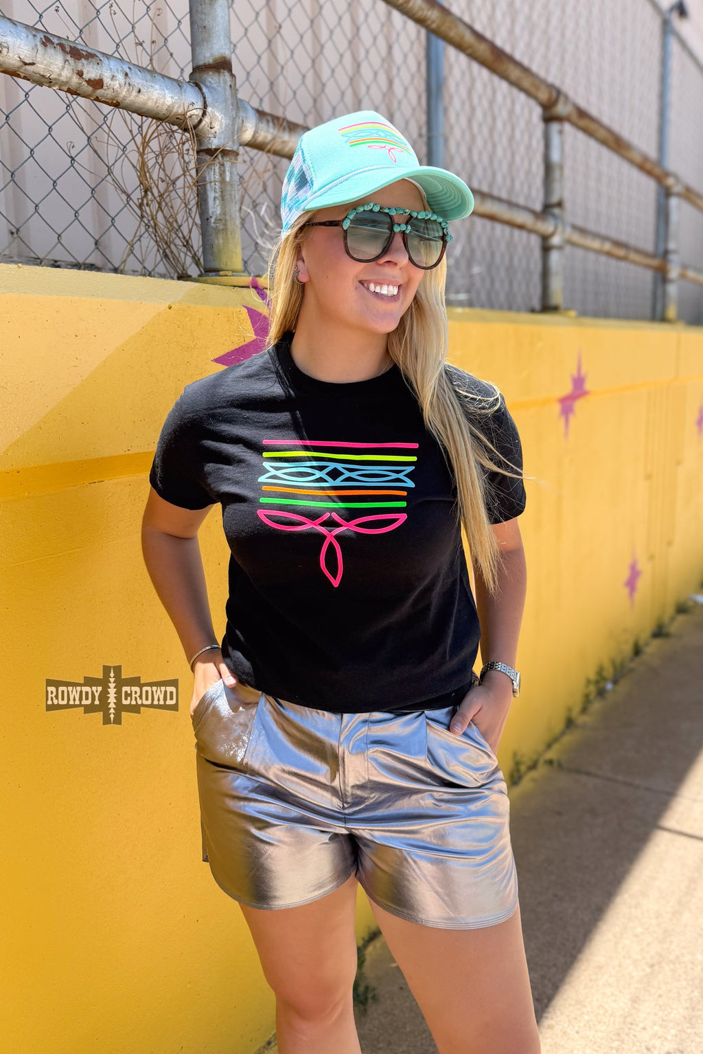 Neon Boot Stitch Tee | Black