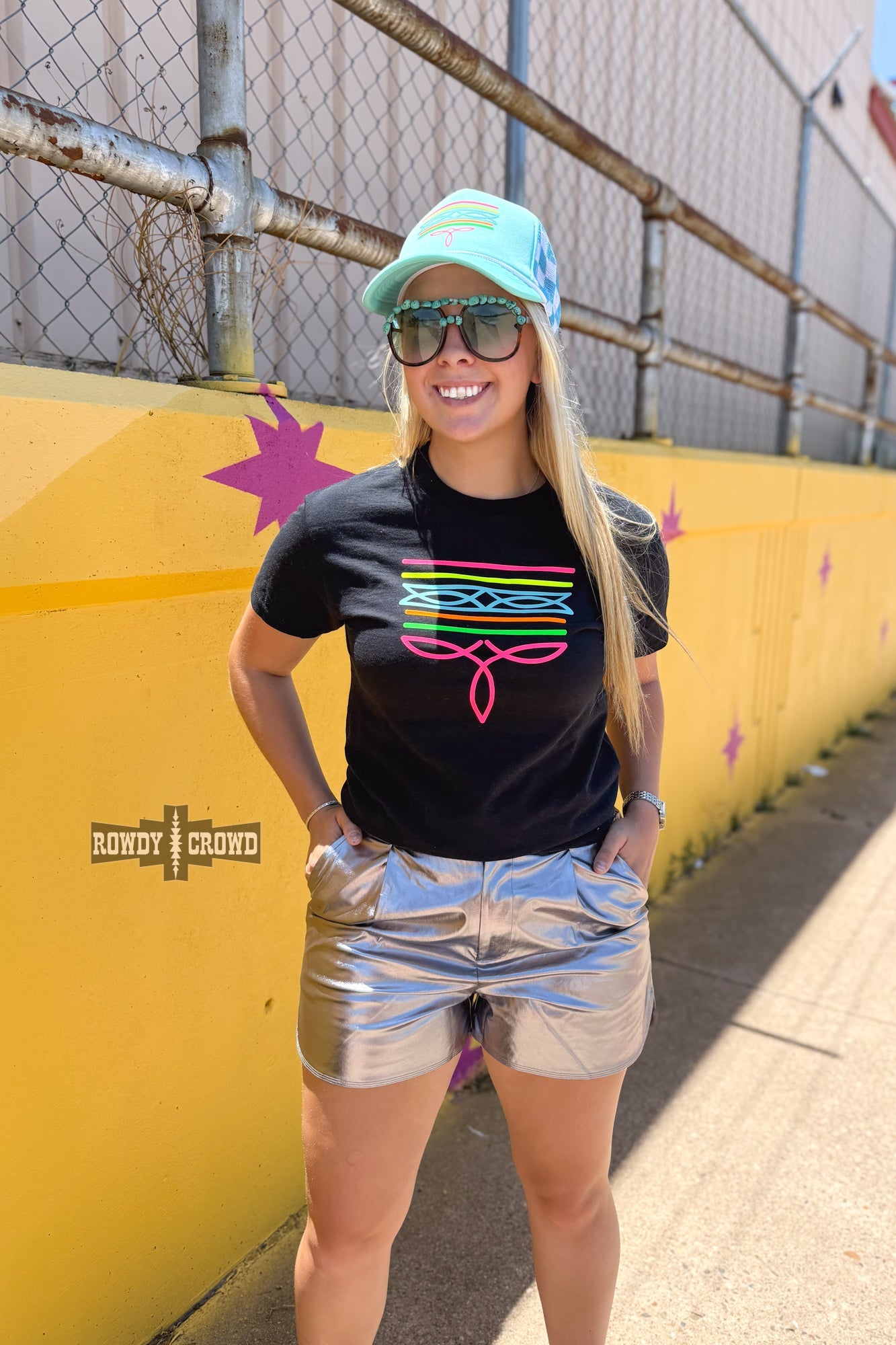 Neon Boot Stitch Tee | Black